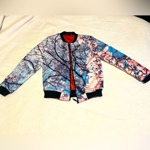 Cherry blossom puffy bomber jacket